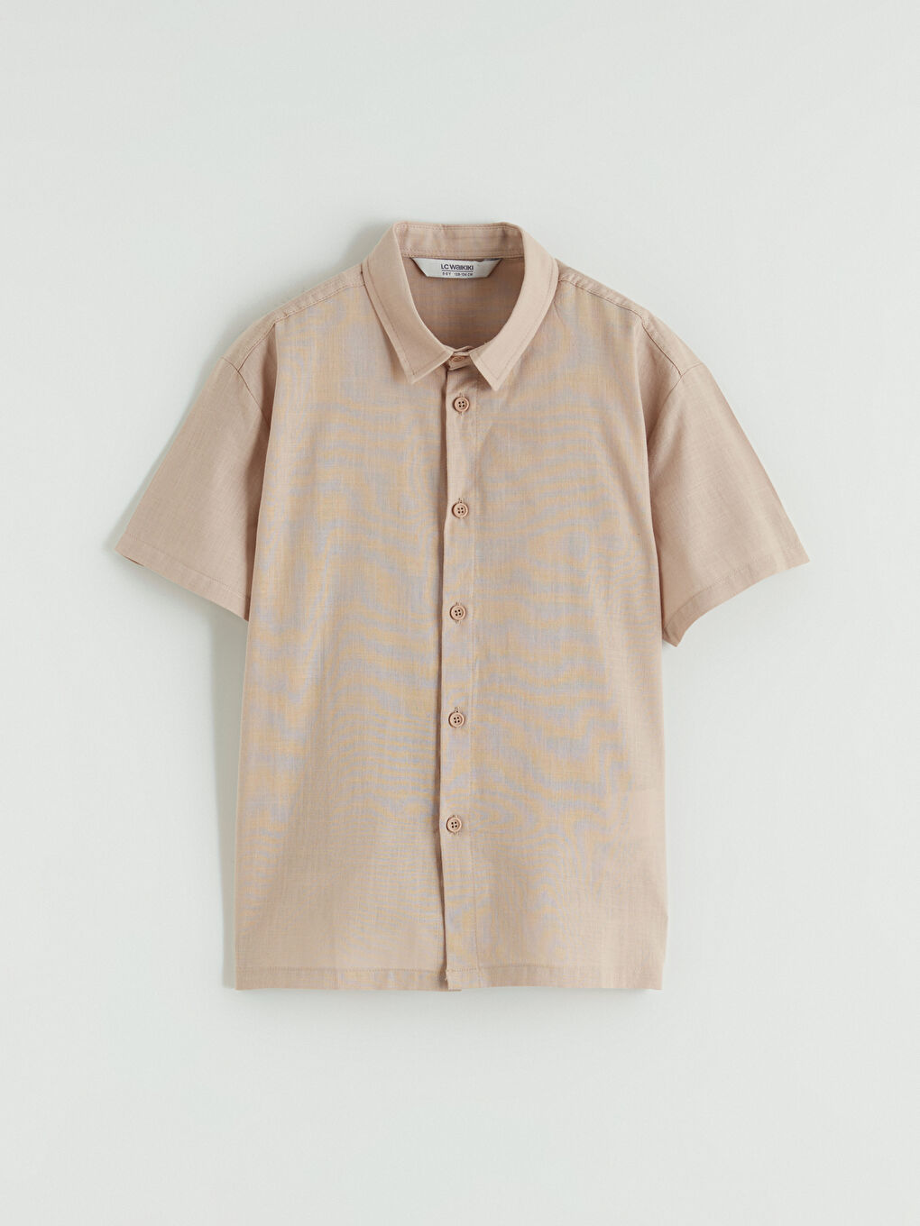 Kahverengi Basic Kısa Kollu Erkek Çocuk Gömlek