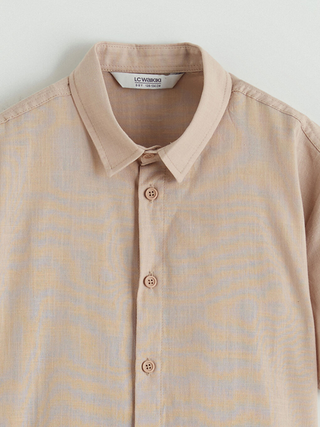 Kahverengi Basic Kısa Kollu Erkek Çocuk Gömlek-1