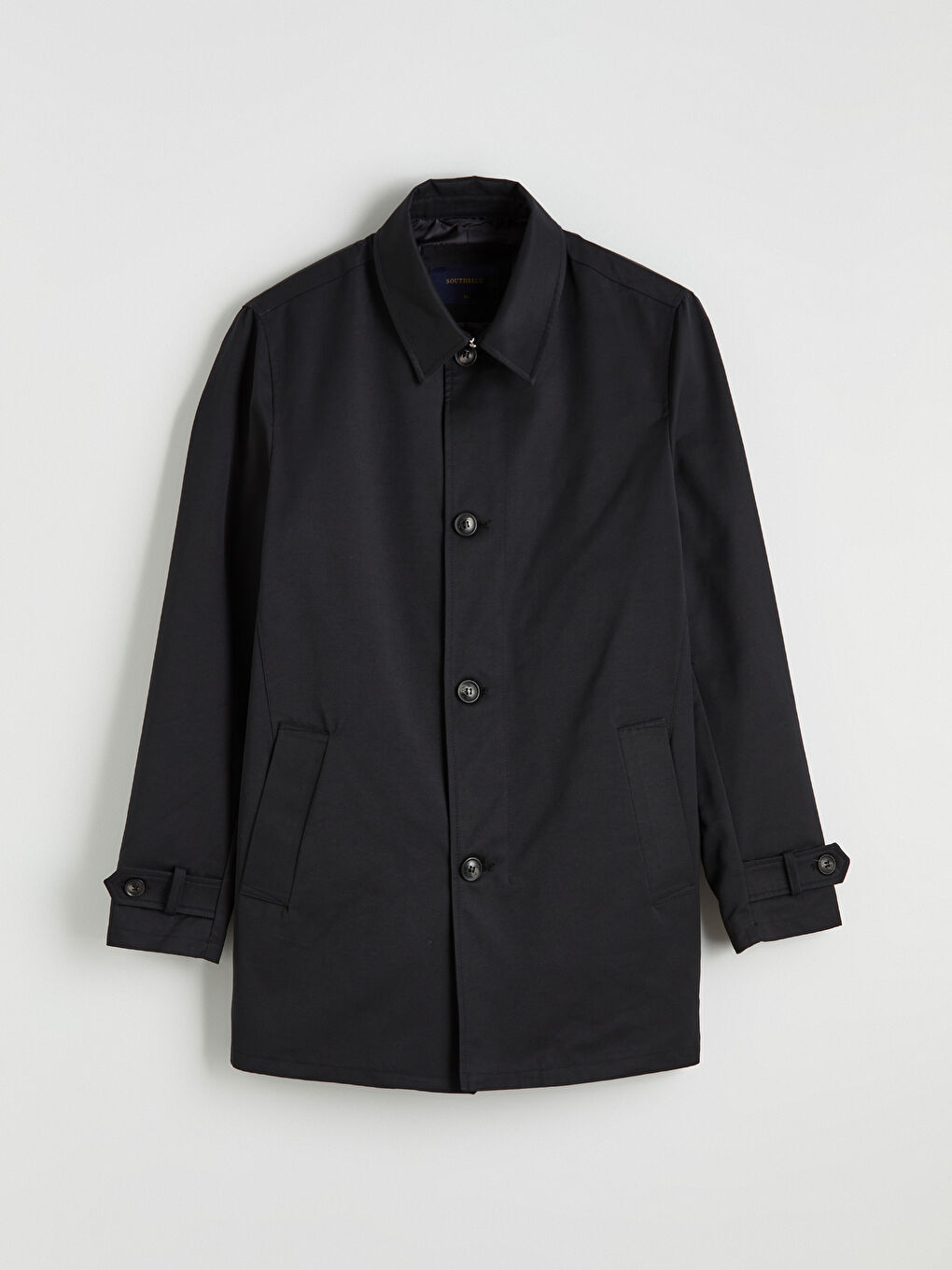 Lacivert Standart Kalıp Gömlek Yaka Erkek Trençkot