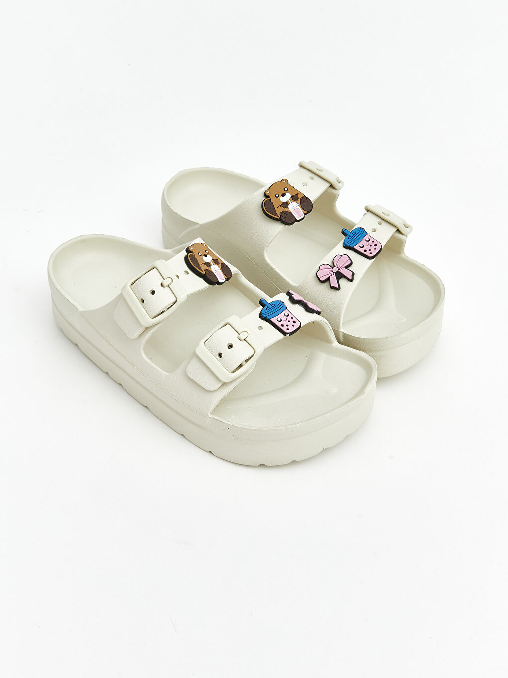 Bej Çift Bantlı Kadın Terlik