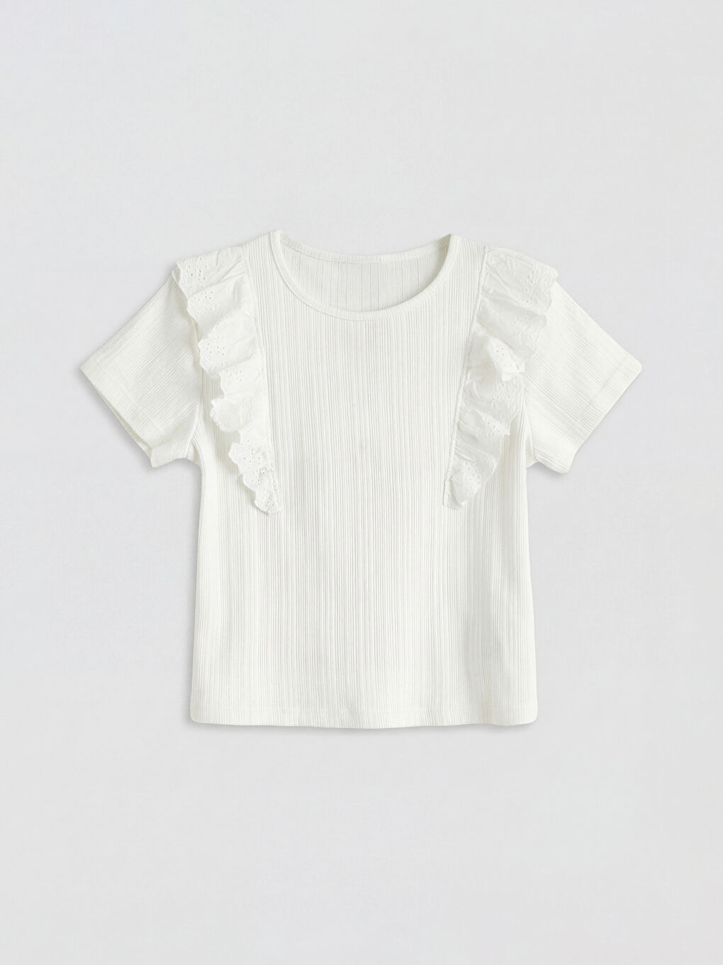 Majica sa okruglim izrezom i volančićima za devojčice