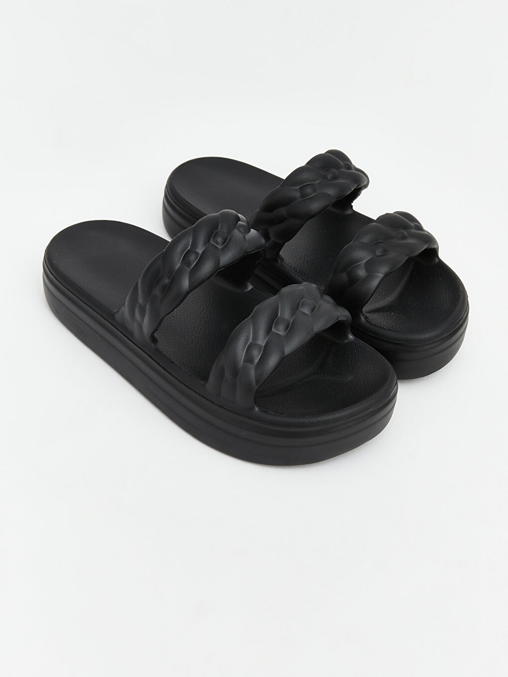 Siyah Çift Bantlı Kadın Terlik