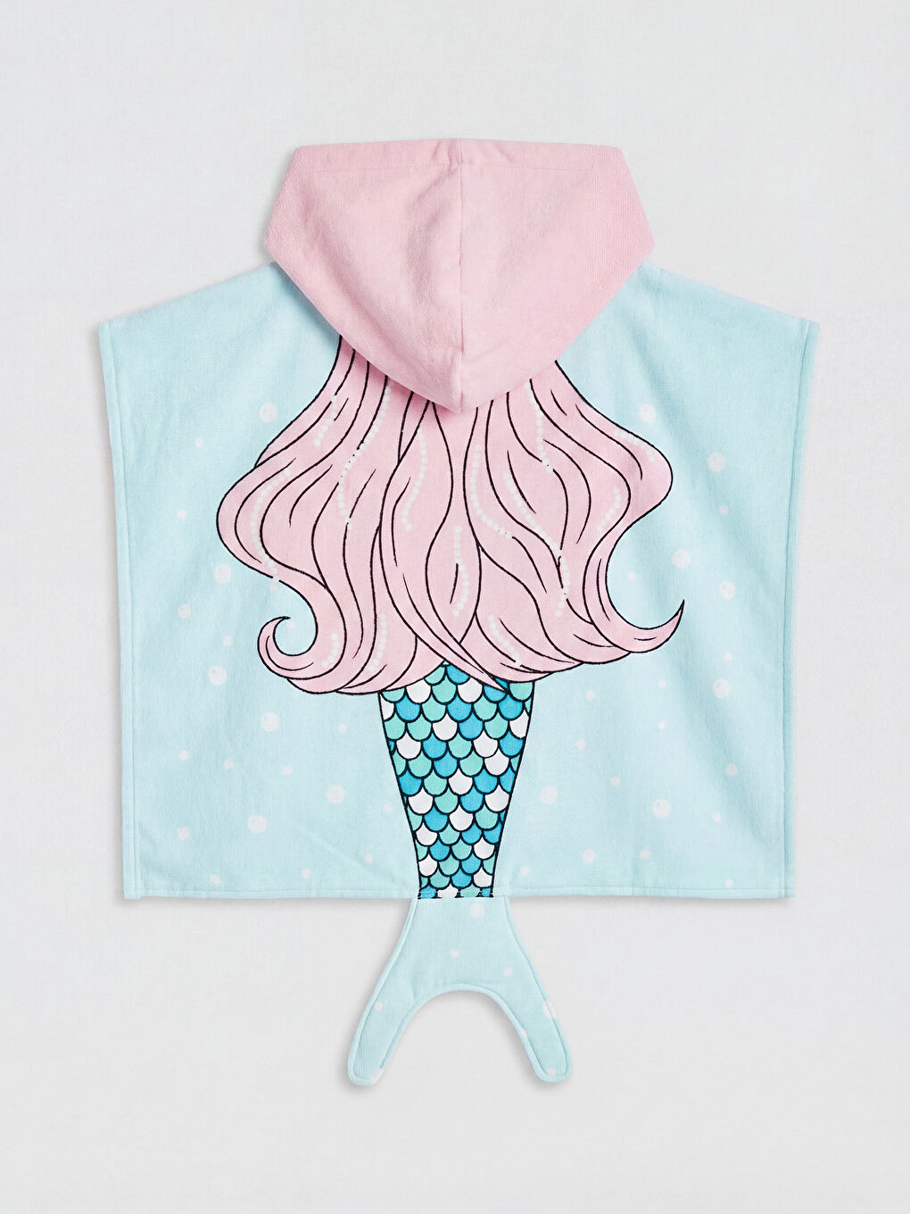Mavi Deniz Kızı Figürlü Kız Bebek Panço Havlu-1