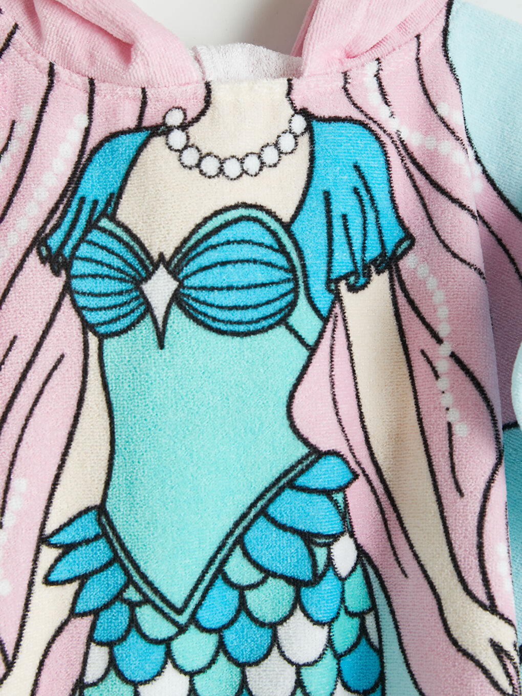 Mavi Deniz Kızı Figürlü Kız Bebek Panço Havlu-2