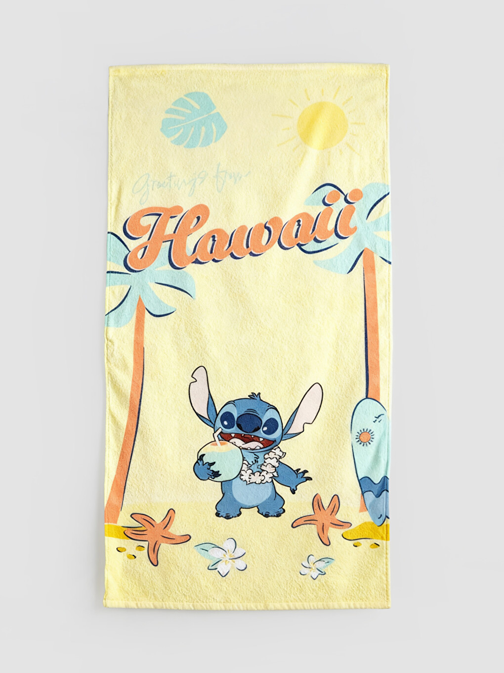 Ekru Stitch Baskılı Pamuklu Plaj Havlusu 70x150 cm-1