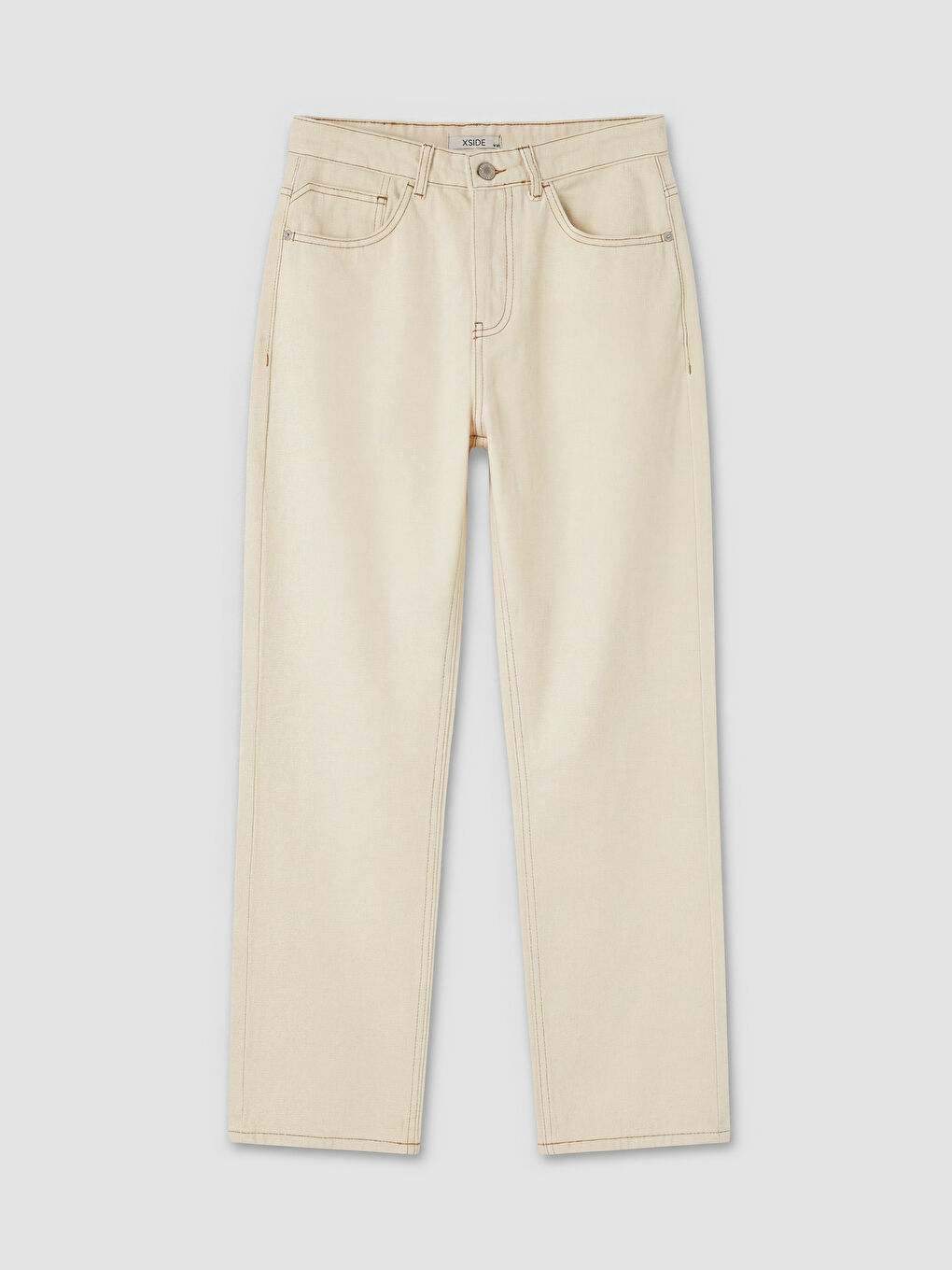 Bej Straight Fit Erkek Jean Pantolon