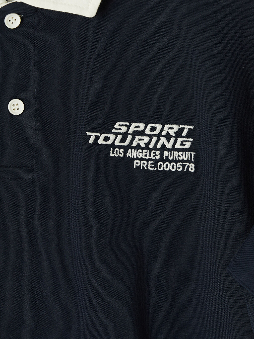 Lacivert Polo Yaka Baskılı Erkek Tişört-7