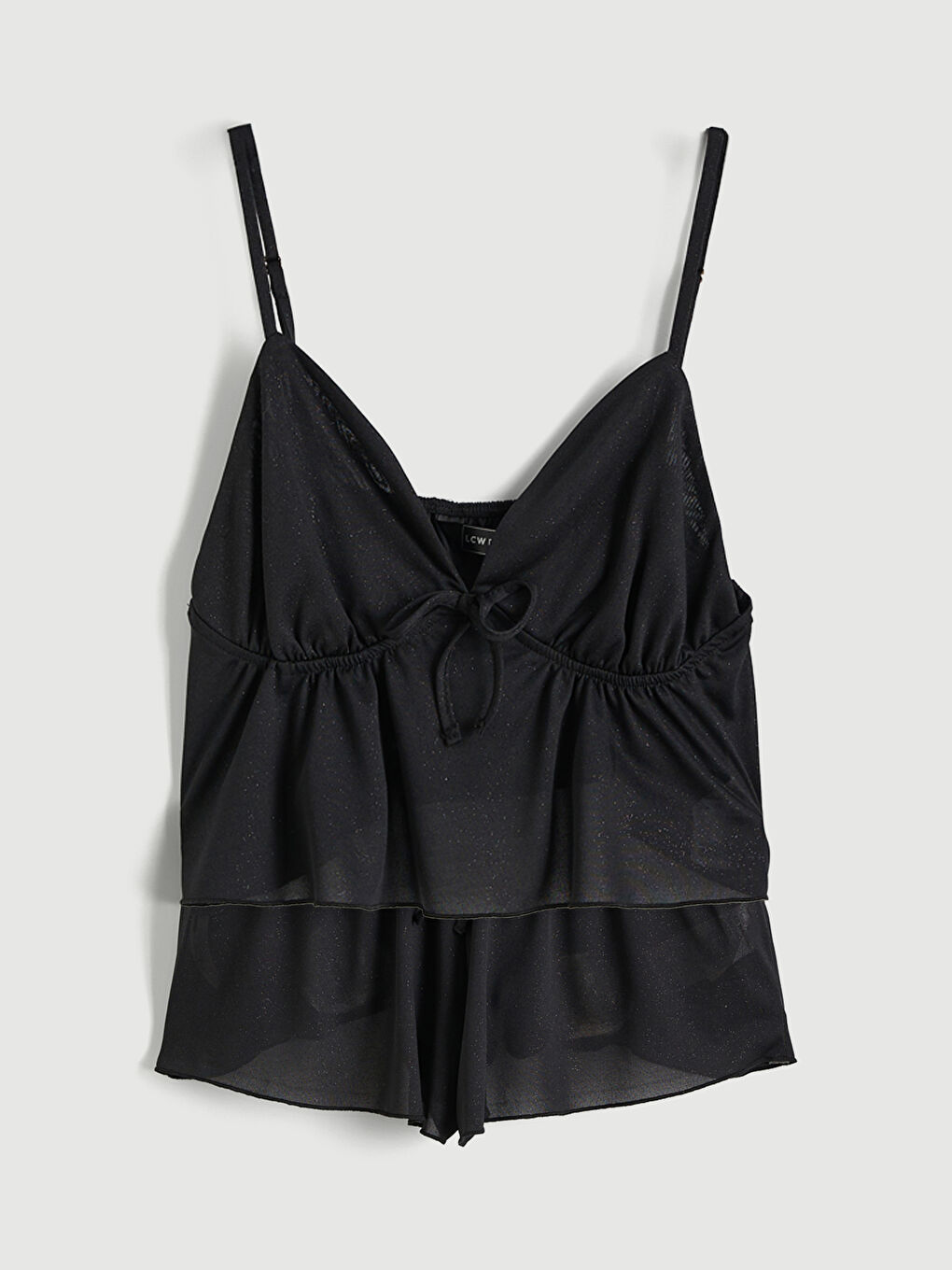 Siyah V Yaka Kadın Şortlu Pijama Takımı