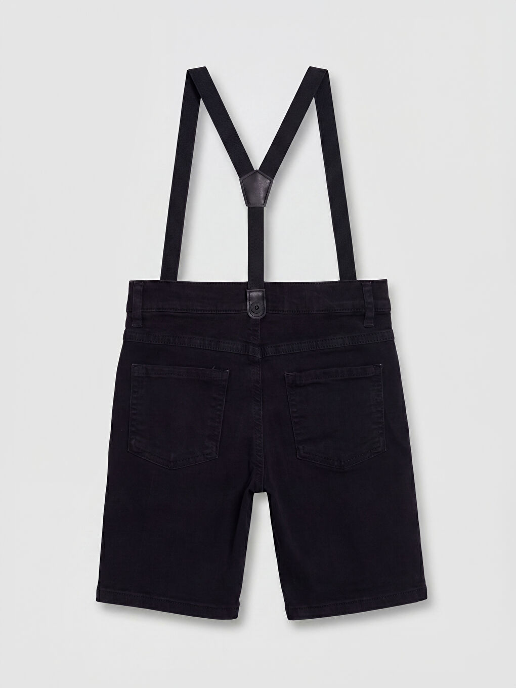 Siyah Pantolon Askılı Erkek Çocuk Jean Şort-1