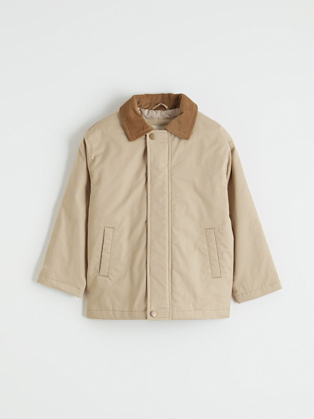 Kahverengi Kadife Yakalı Erkek Çocuk Mont