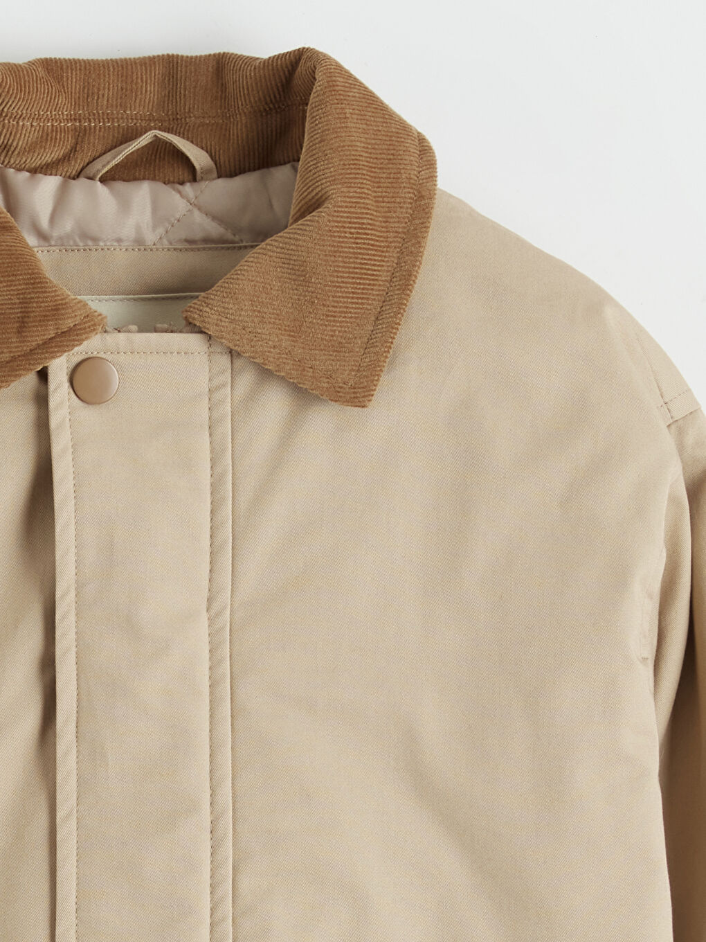 Kahverengi Kadife Yakalı Erkek Çocuk Mont-1