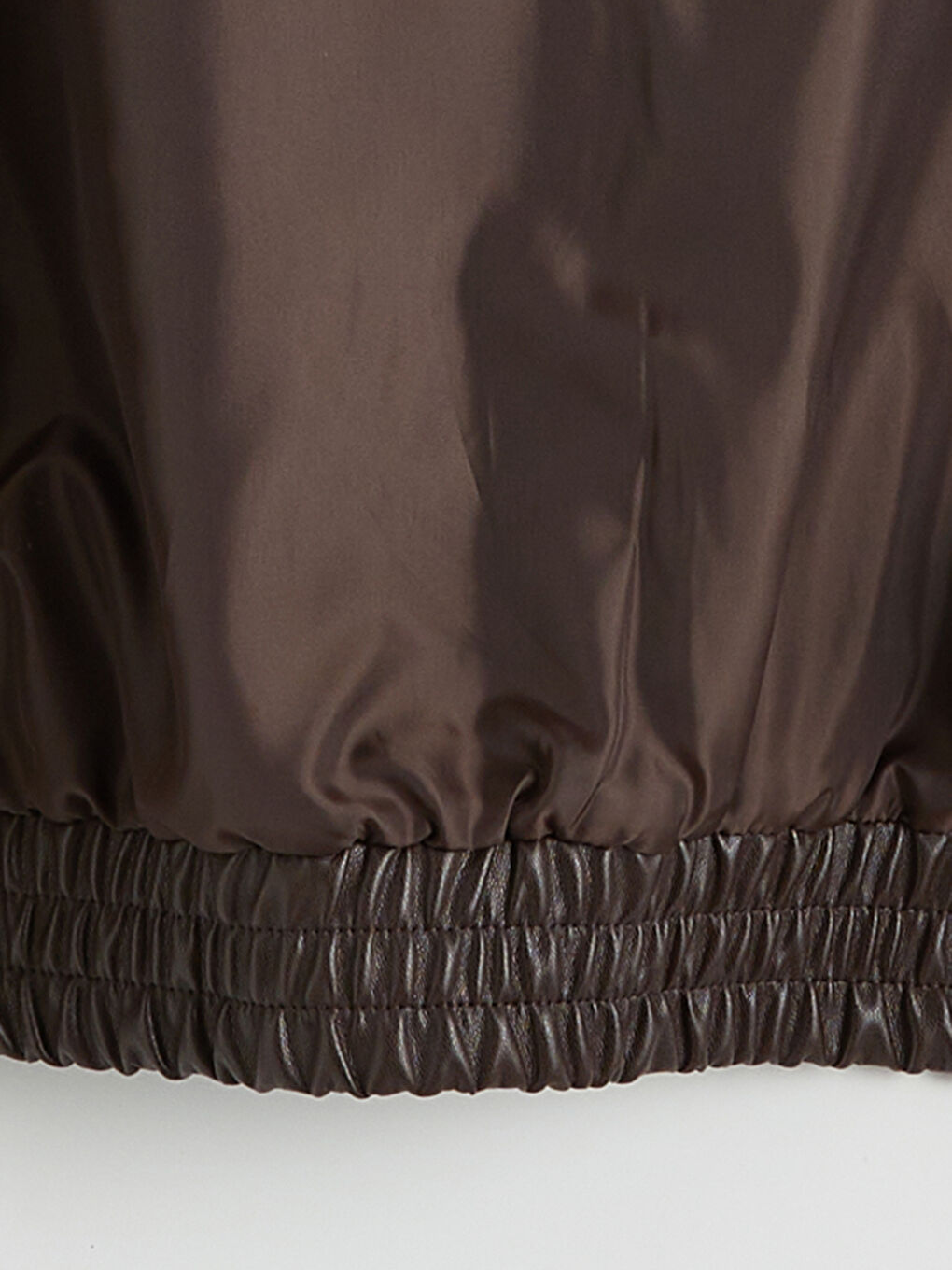 Kahverengi Gömlek Yaka Kadın Deri Görünümlü Ceket-6