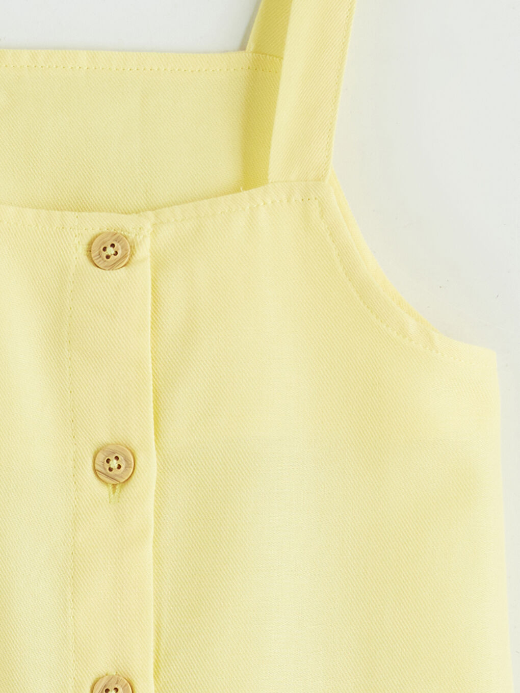 Sarı Kare Yaka Kız Çocuk Salopet Elbise-1