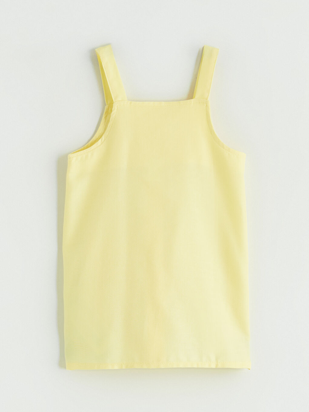 Sarı Kare Yaka Kız Çocuk Salopet Elbise-2