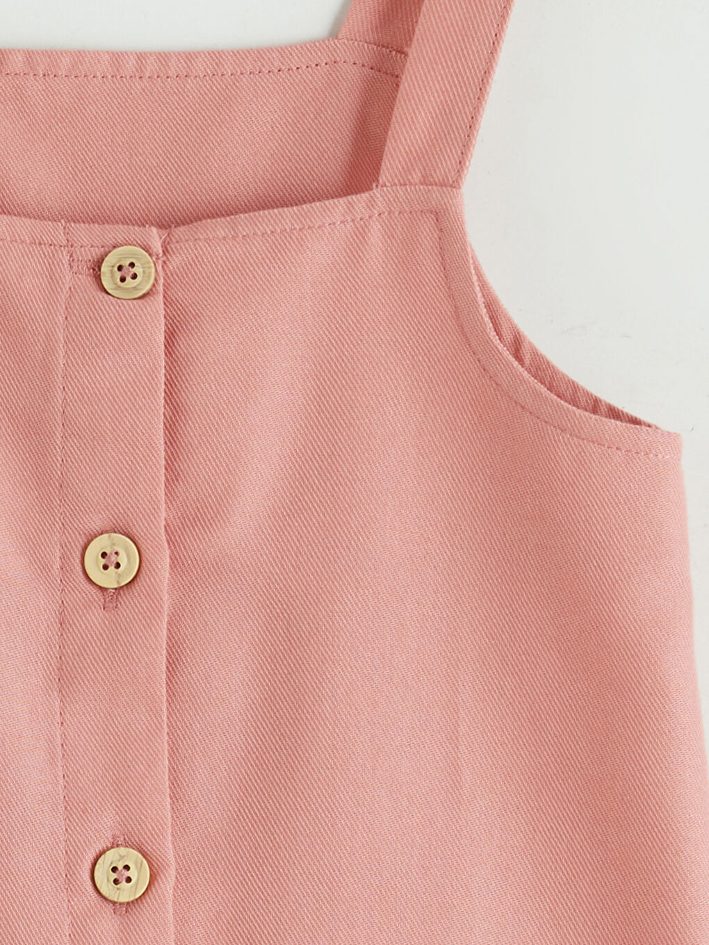 Pembe Kare Yaka Kız Çocuk Salopet Elbise-1