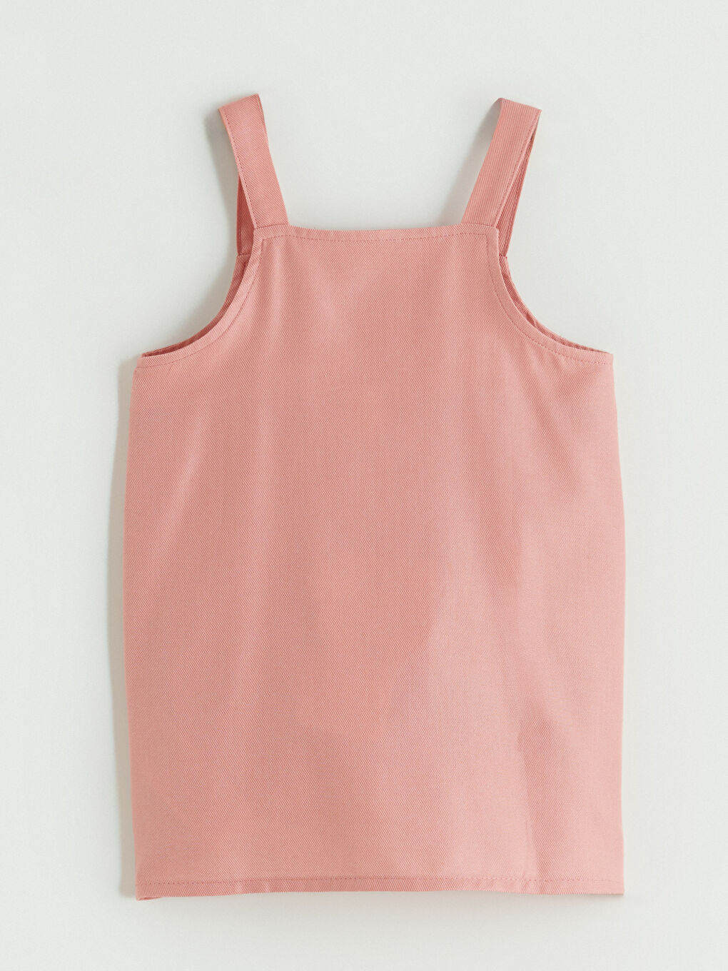 Pembe Kare Yaka Kız Çocuk Salopet Elbise-2