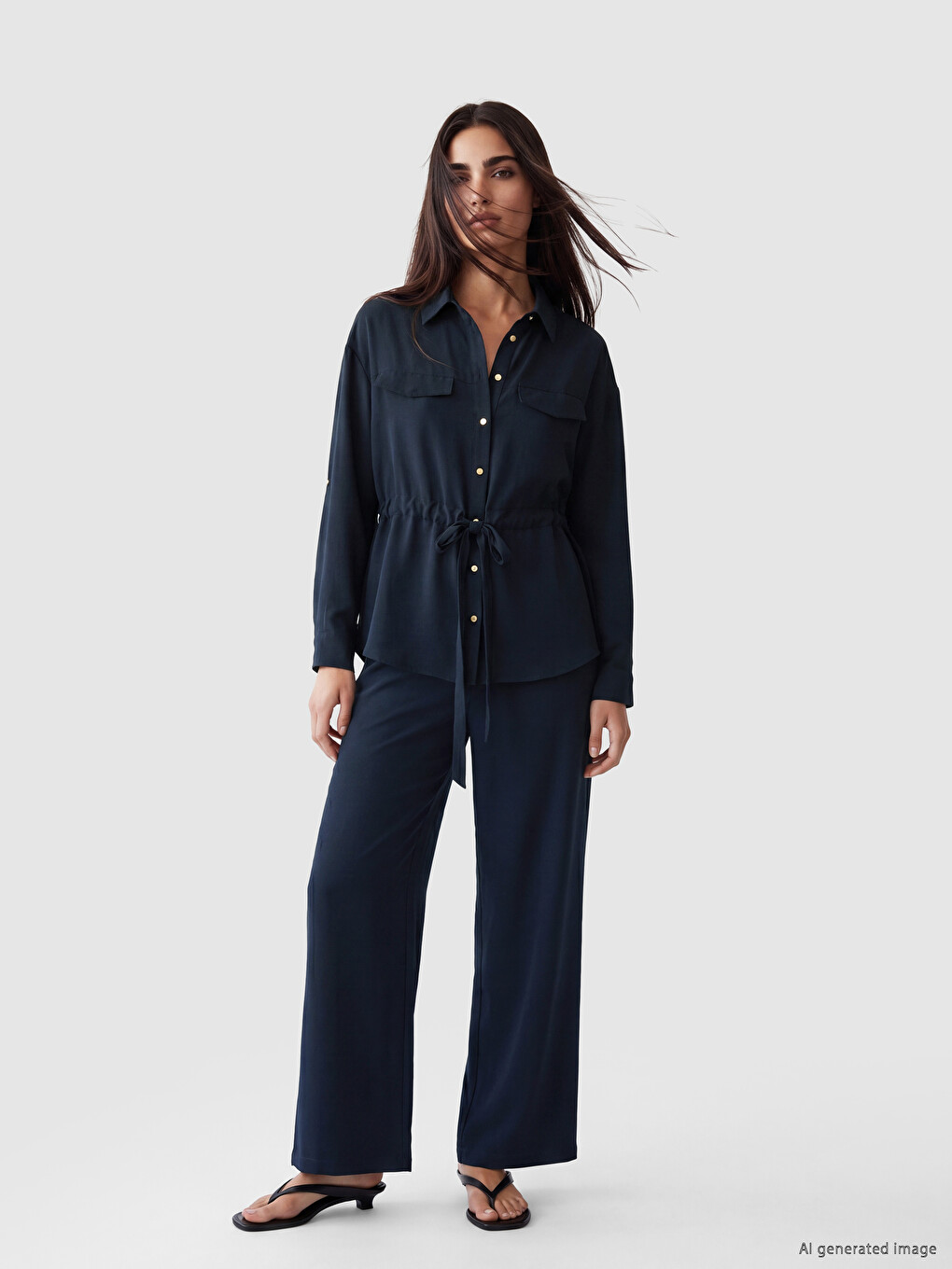 Elastic Waist Loose Fit Women's Trousers