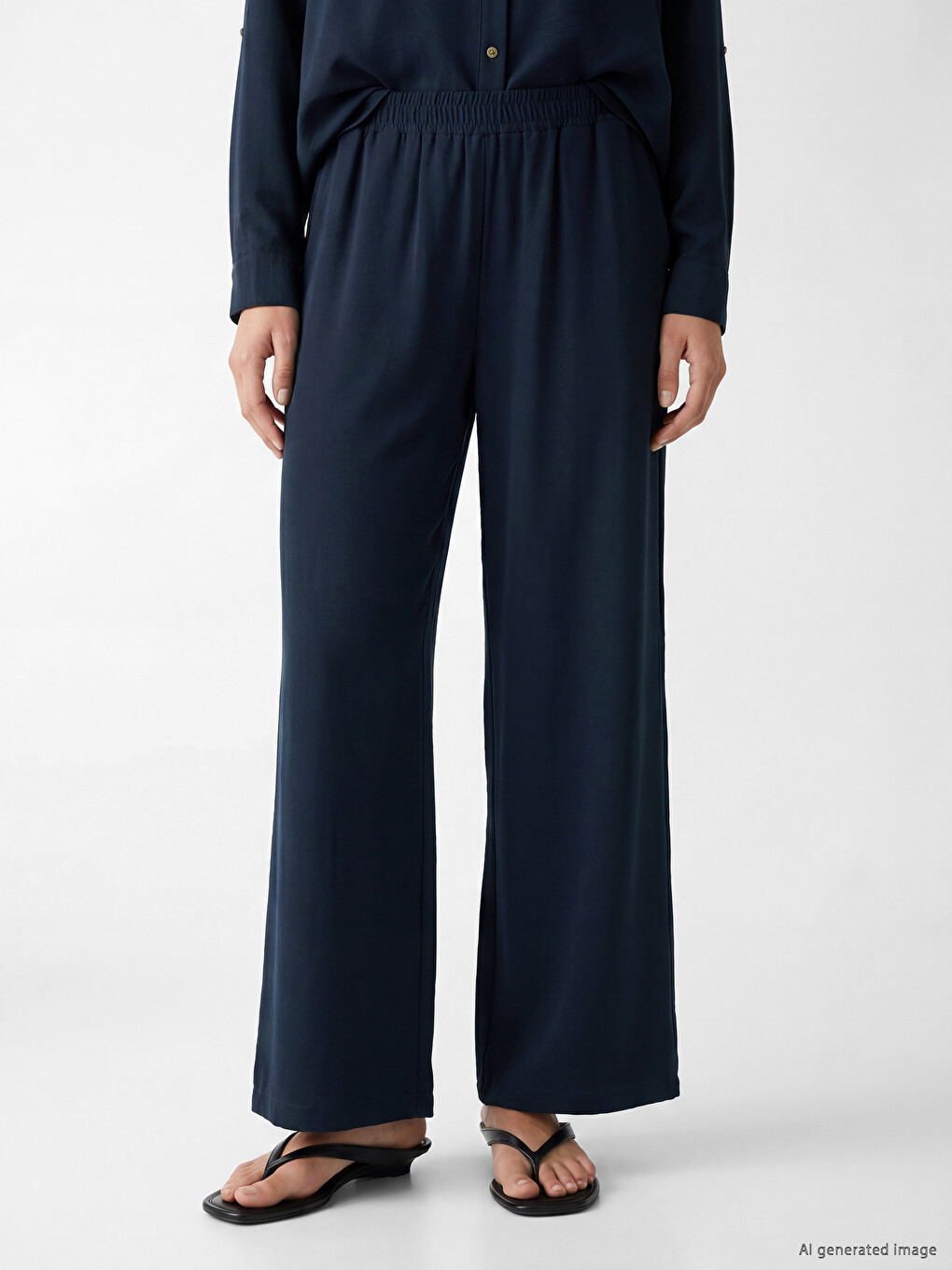 Elastic Waist Loose Fit Women's Trousers-1