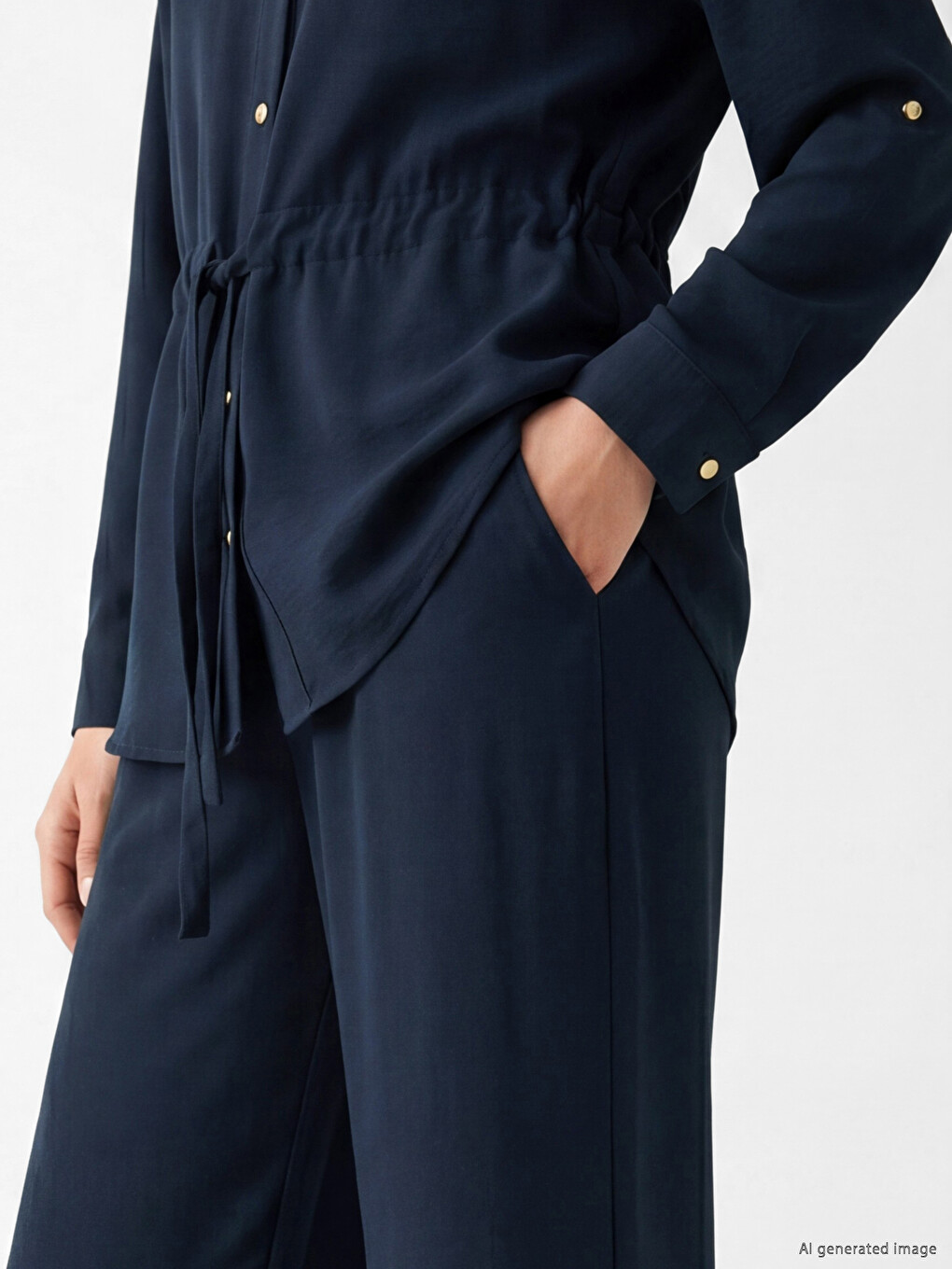 Elastic Waist Loose Fit Women's Trousers-2