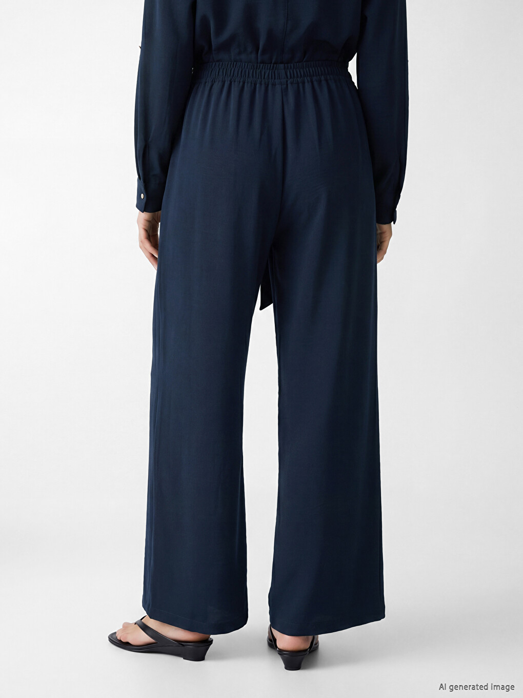 Elastic Waist Loose Fit Women's Trousers-3