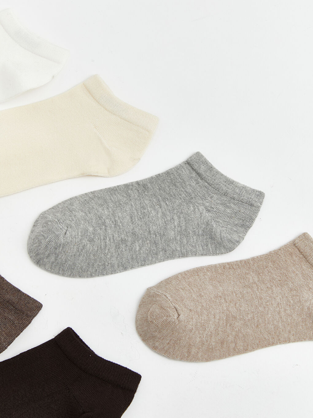 Ekru Kadın Düz Patik Çorap 7'li -1