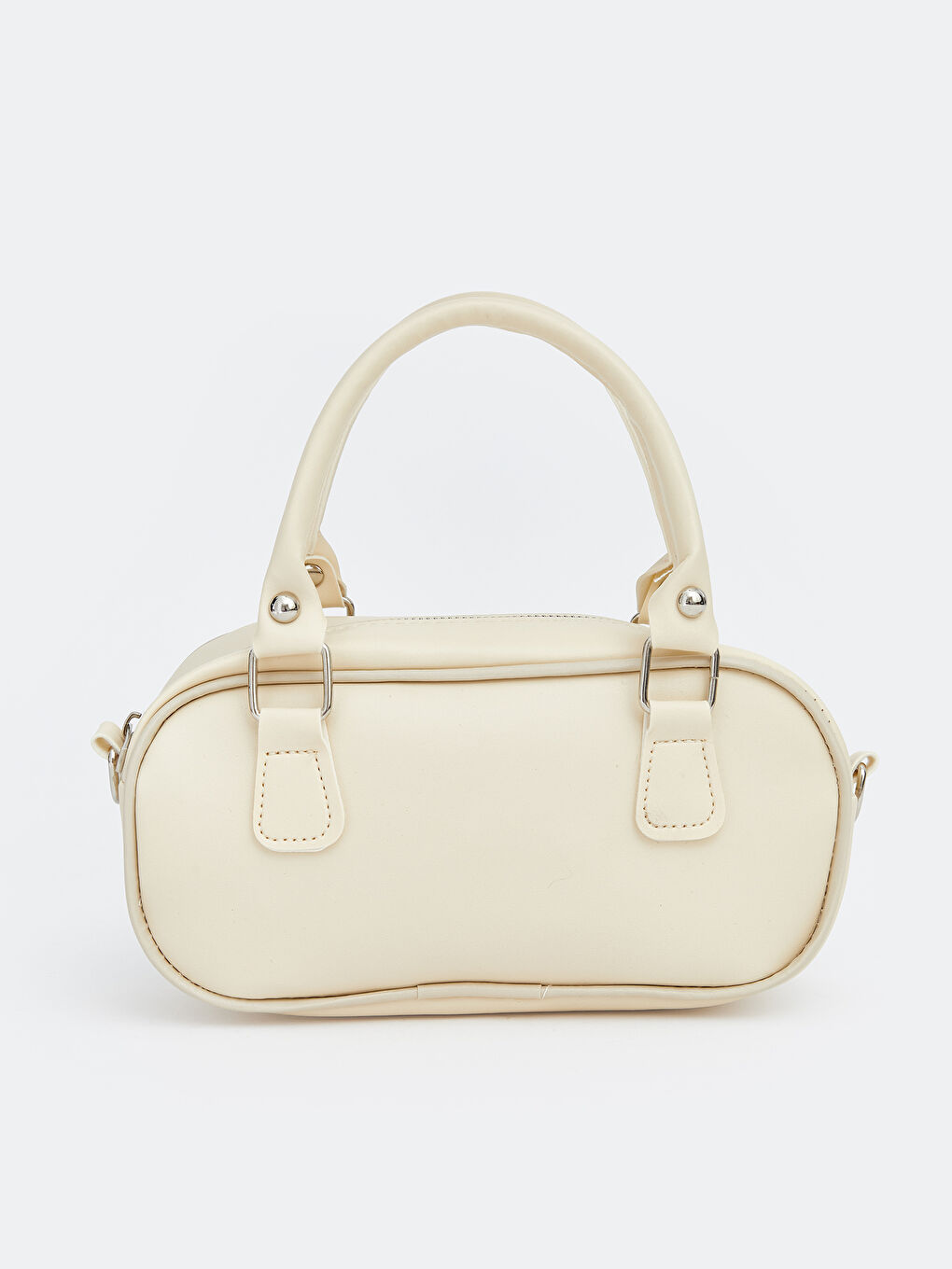 Ekru Deri Görünümlü Kadın Bowling Çanta