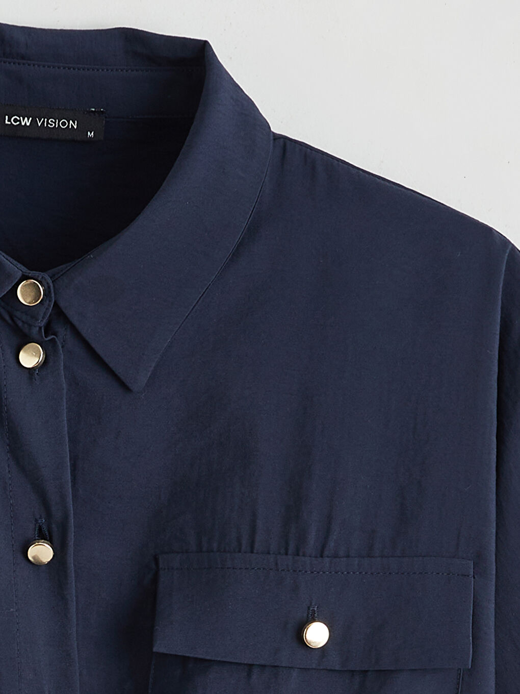 Lacivert Beli Bağlamalı Oversize Kadın Gömlek-5