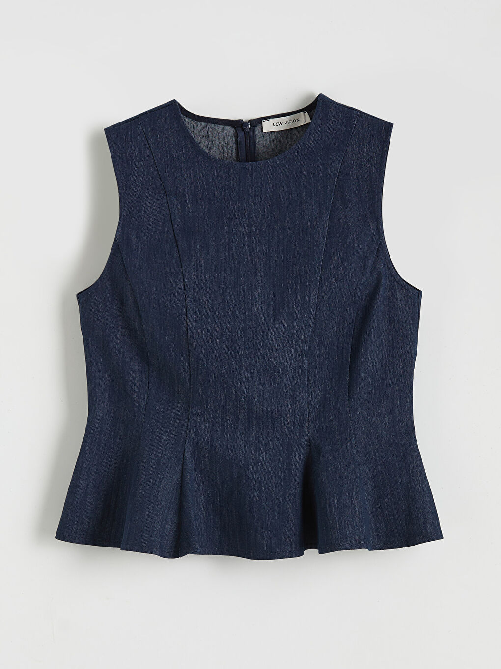 İndigo Bisiklet Yaka Peplum Jean Bluz-4