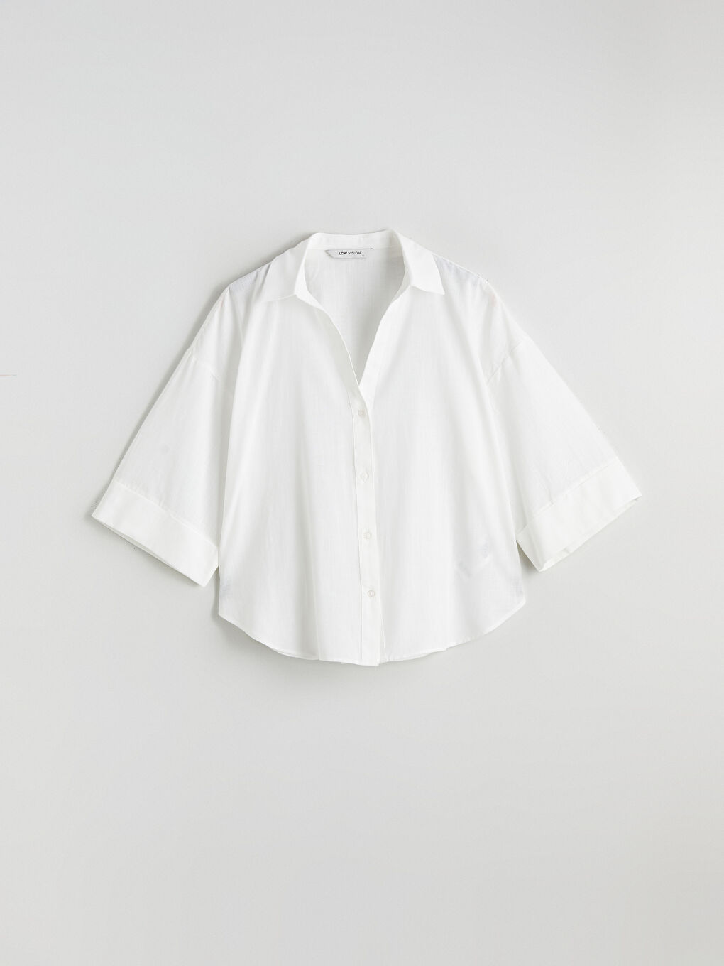 Ekru Oversize Poplin Kadın Gömlek-4