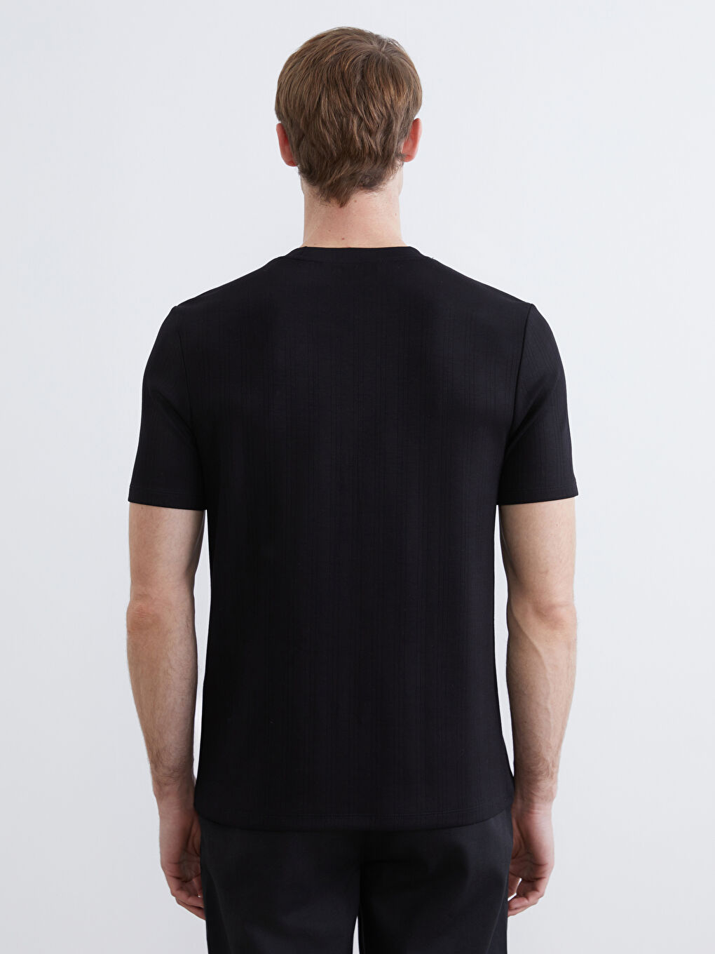 Siyah Bisiklet Yaka Erkek Tişört-3