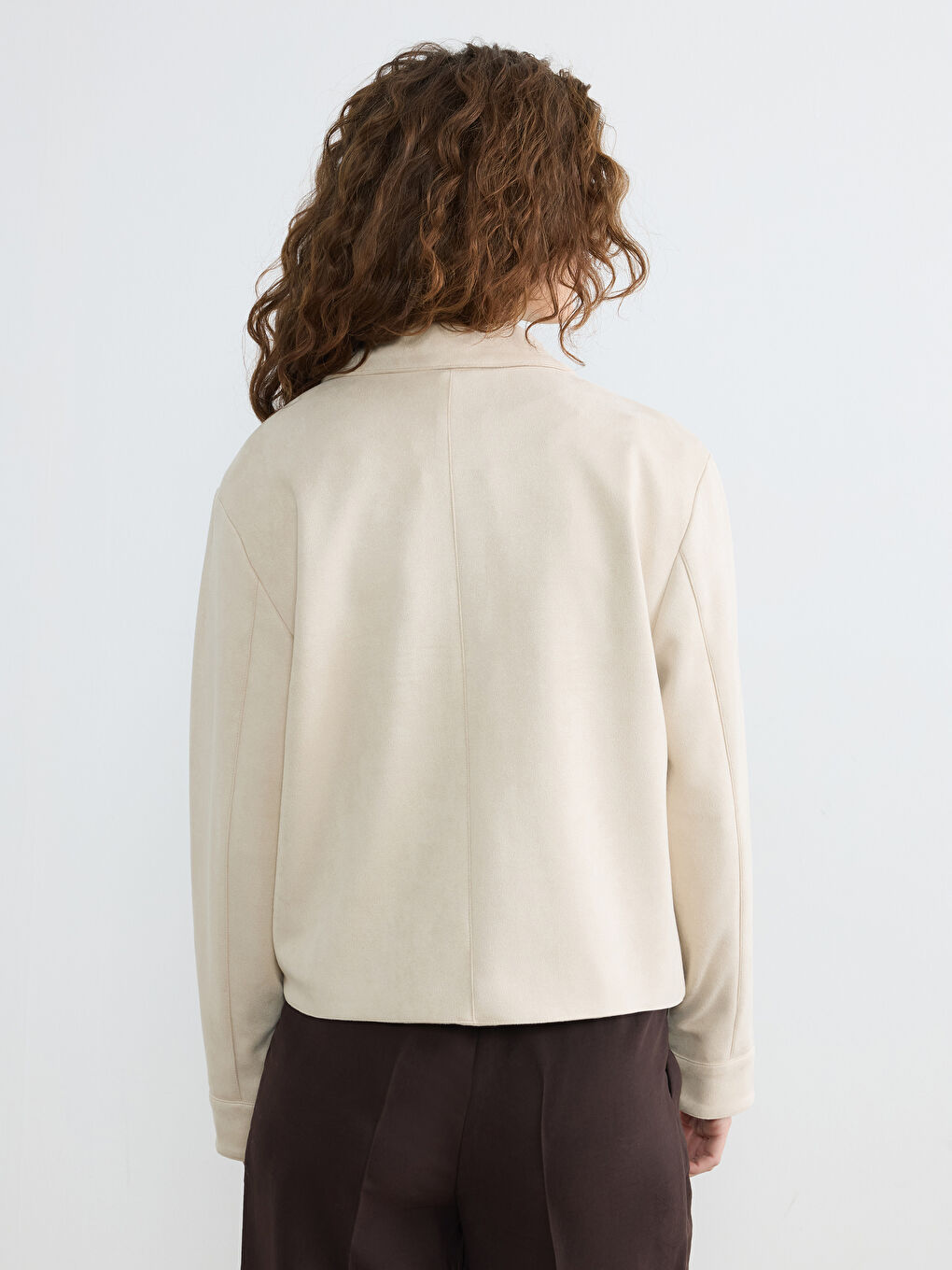 Shirt Collar Women's Suede Look Jacket-3