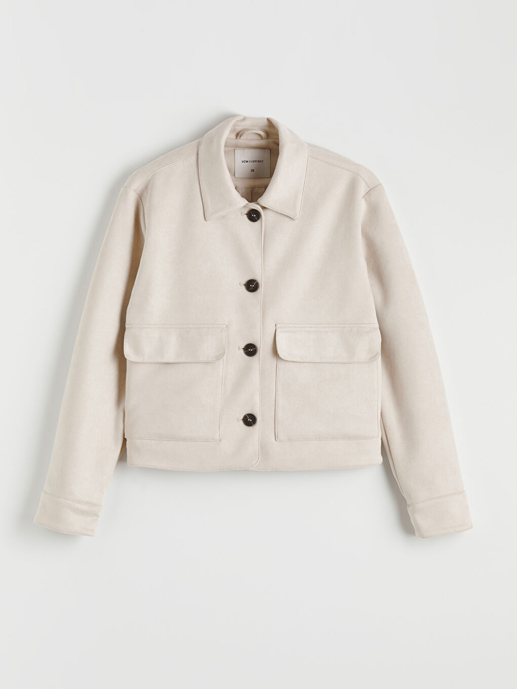 Shirt Collar Women's Suede Look Jacket-4