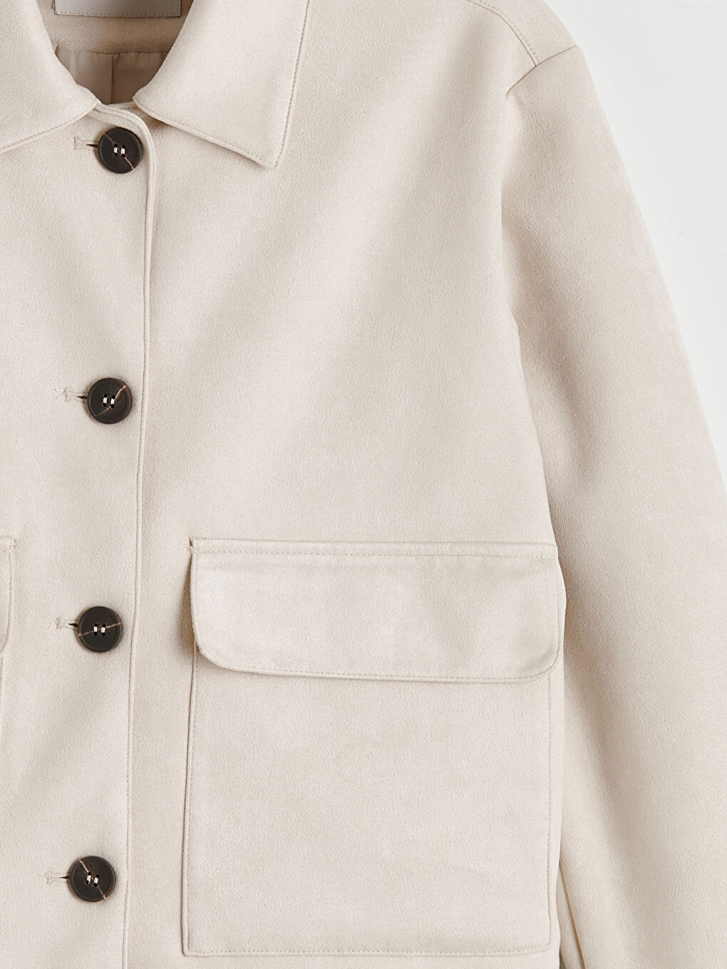 Shirt Collar Women's Suede Look Jacket-5