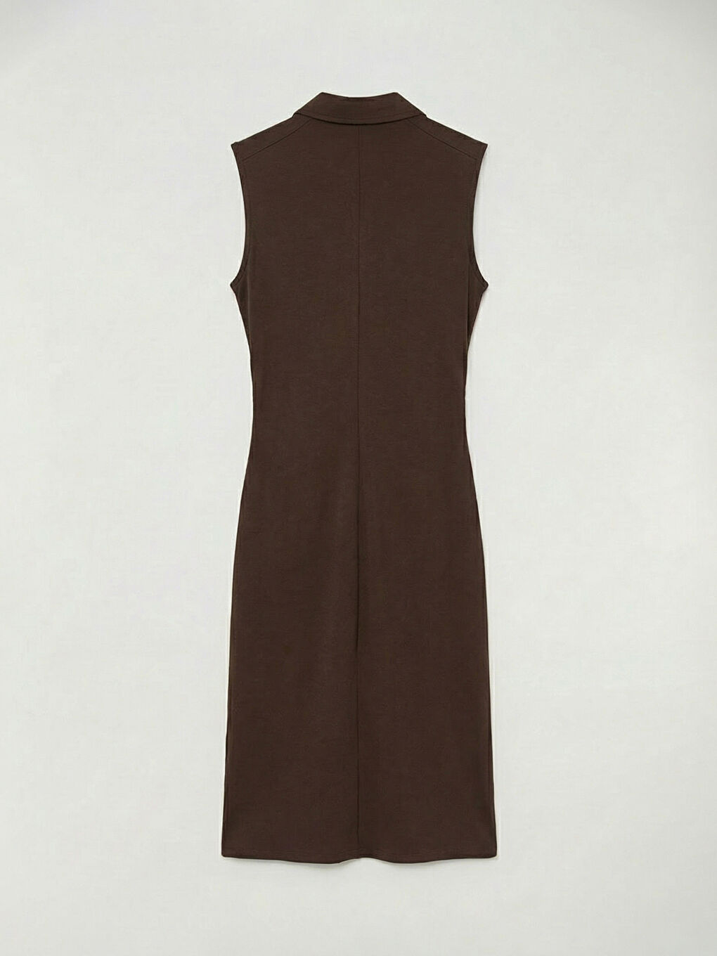 Kahverengi Gömlek Yaka Büzgülü Elbise-1