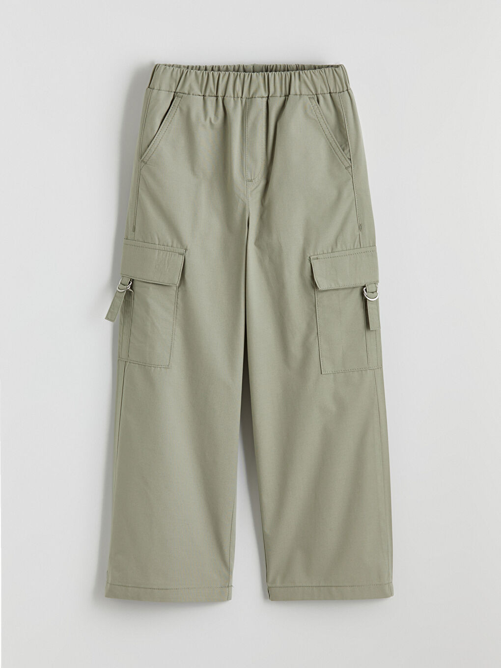 Yeşil Beli Lastikli Kız Çocuk Kargo Pantolon