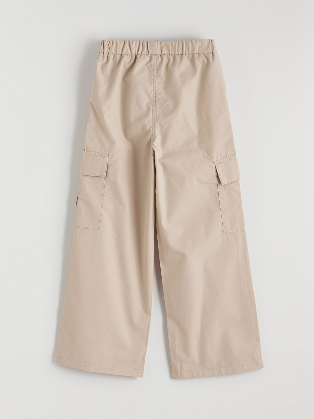 Bej Beli Lastikli Kız Çocuk Kargo Pantolon-2