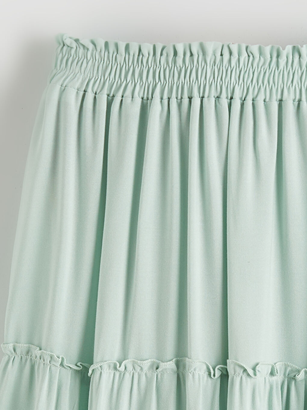 Yeşil Beli Lastikli Kız Çocuk Katkat Etek-1