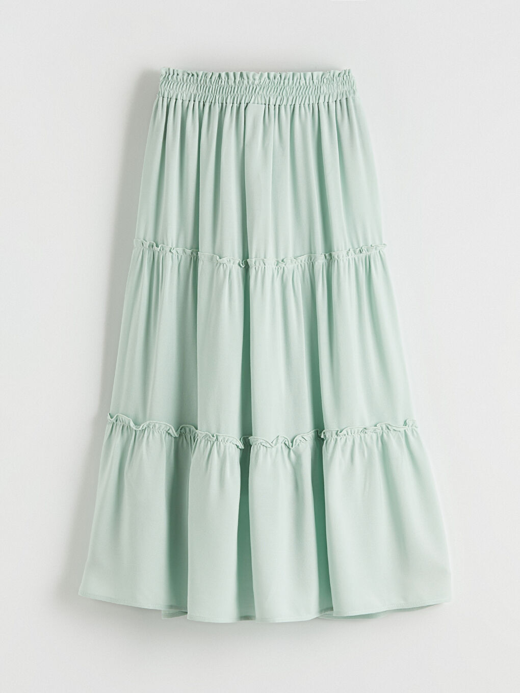 Yeşil Beli Lastikli Kız Çocuk Katkat Etek-2