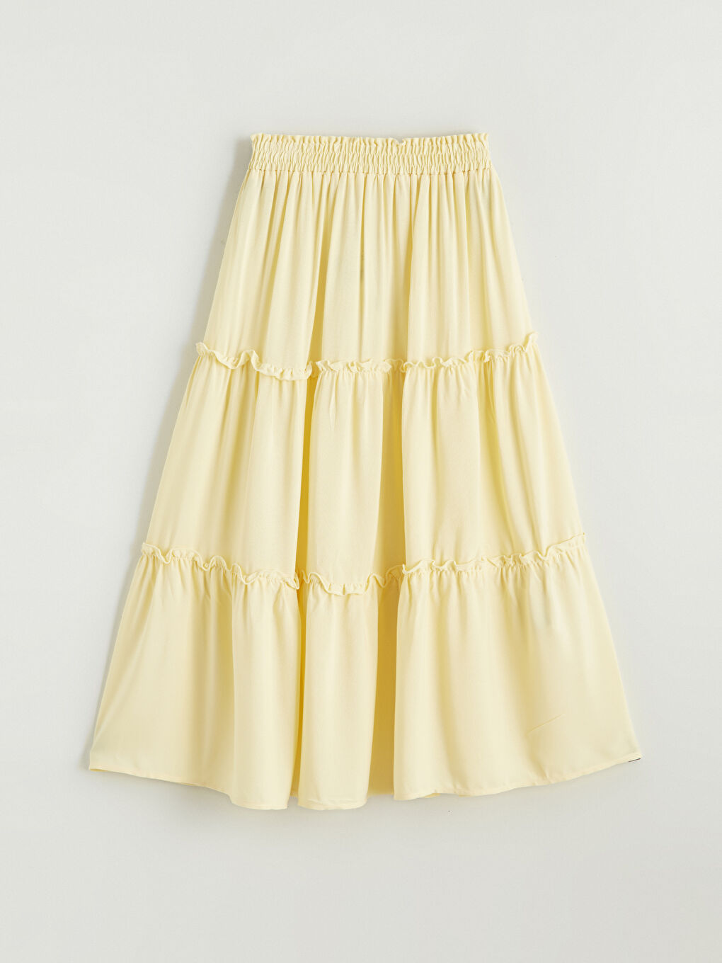 Sarı Beli Lastikli Kız Çocuk Katkat Etek