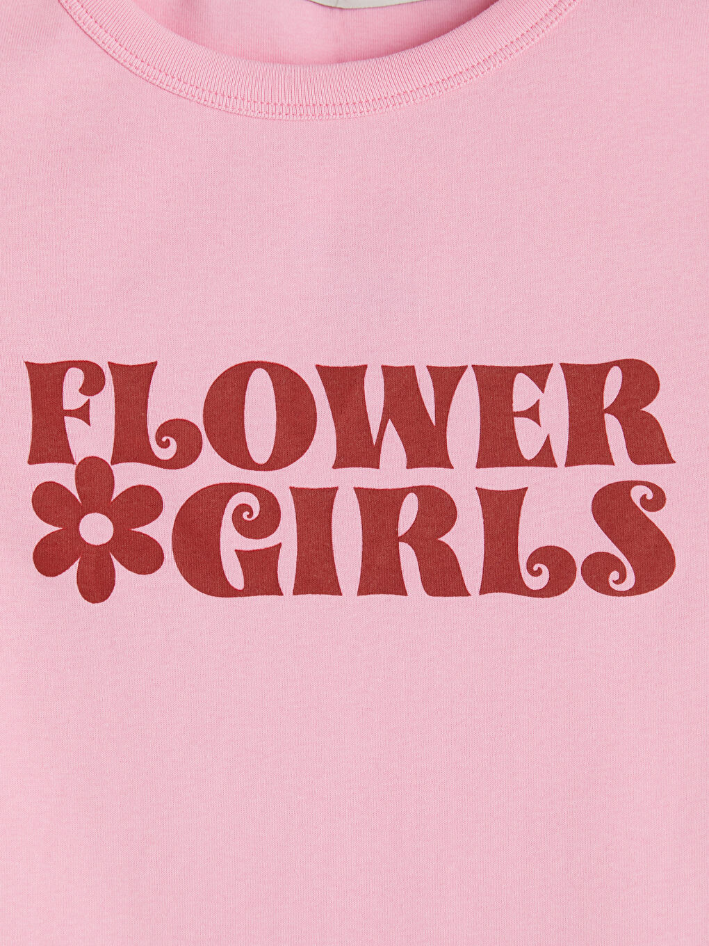 Pembe Bisiklet Yaka Baskılı Kadın Tişört-2