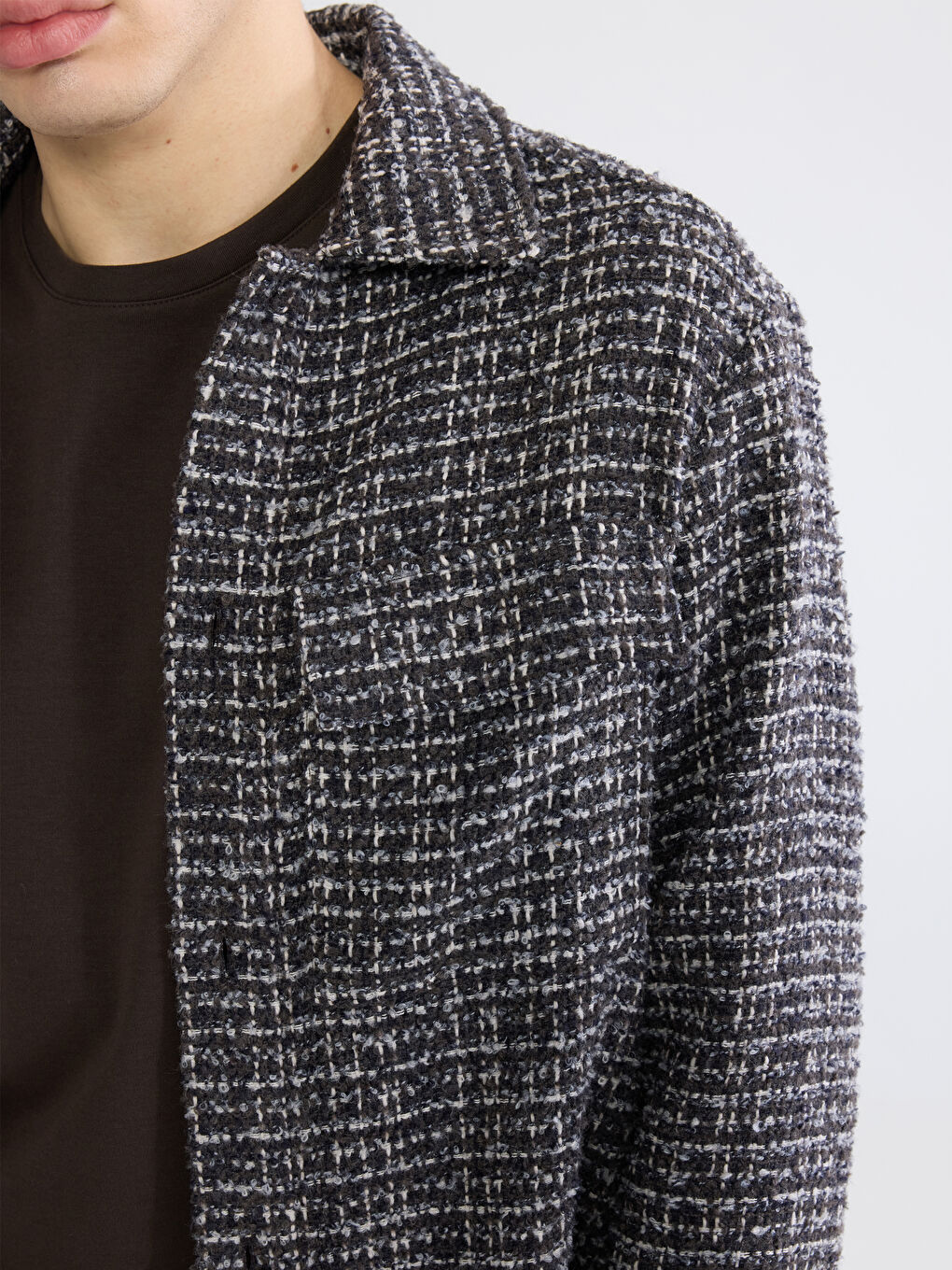 Kahverengi Rahat Kalıp Erkek Gömlek Ceket-2