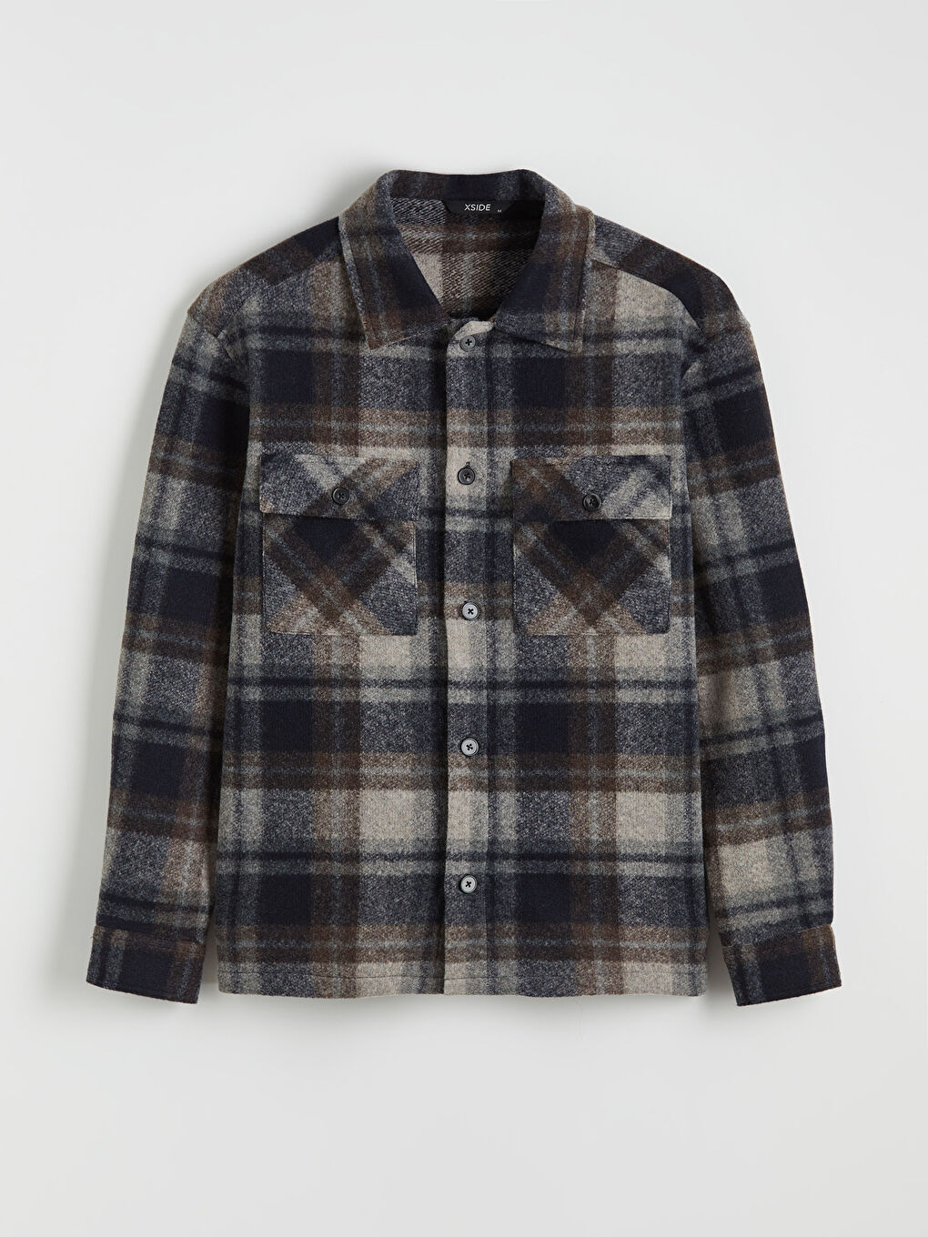 Рубашка-куртка мужская клетчатая свободного кроя-4