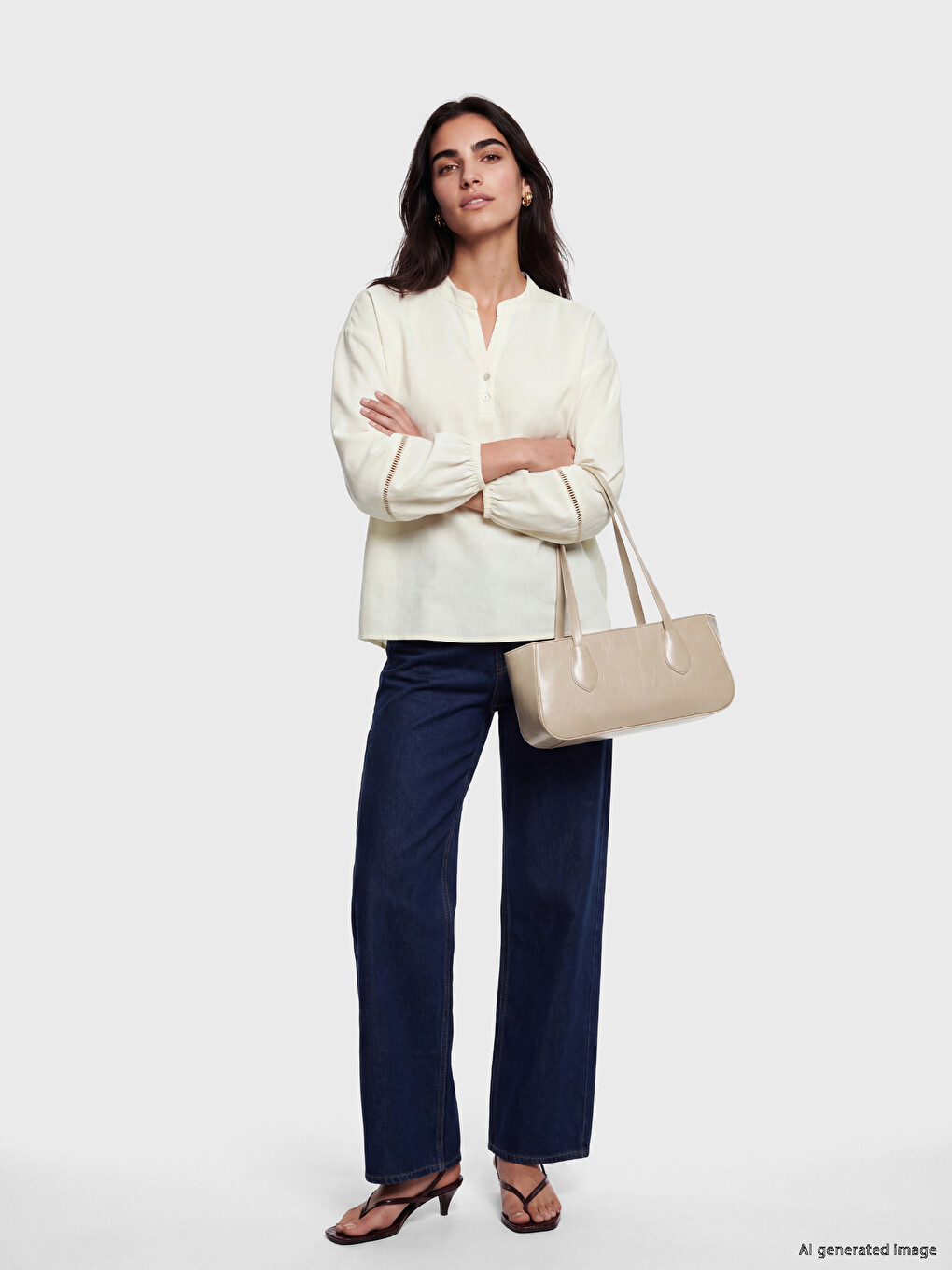 Notch Neck Eyelet Detailed Blouse-1