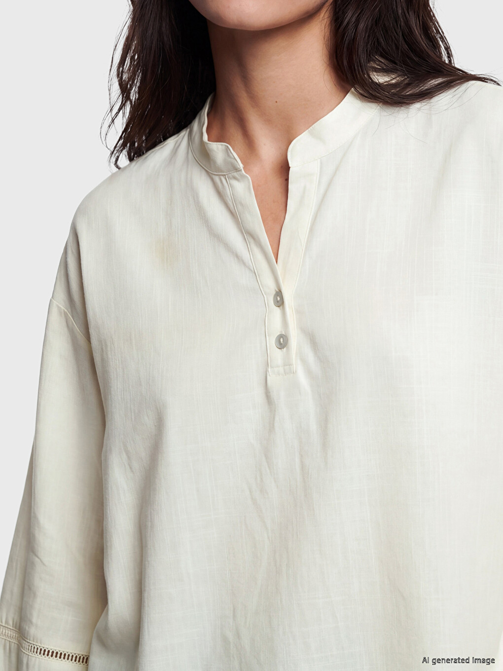 Notch Neck Eyelet Detailed Blouse-2