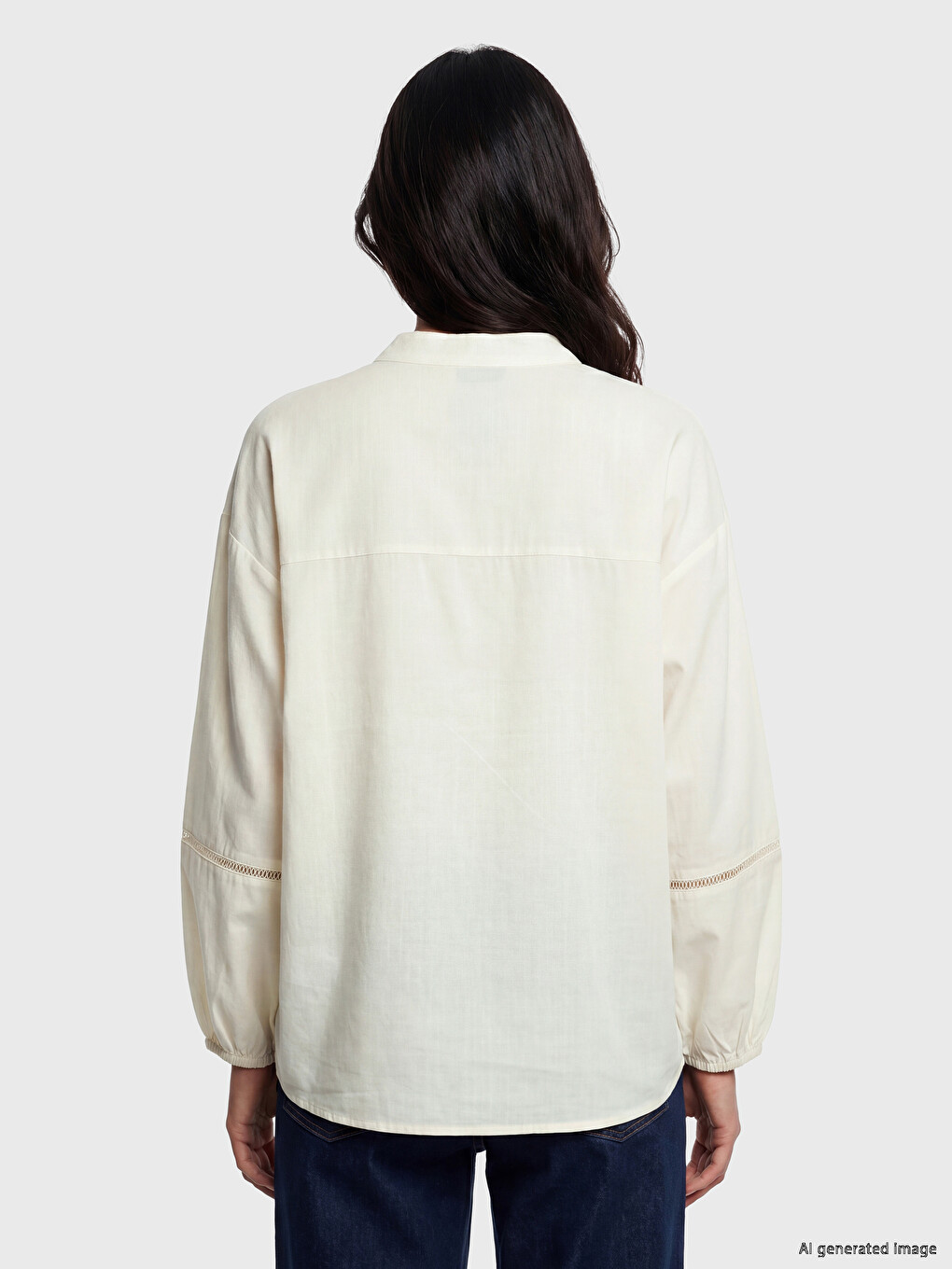Notch Neck Eyelet Detailed Blouse-3