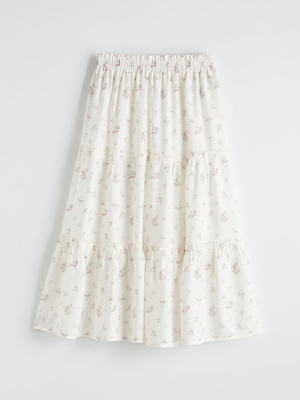 Pembe Fırfırlı Çiçek Desenli Kız Çocuk Etek