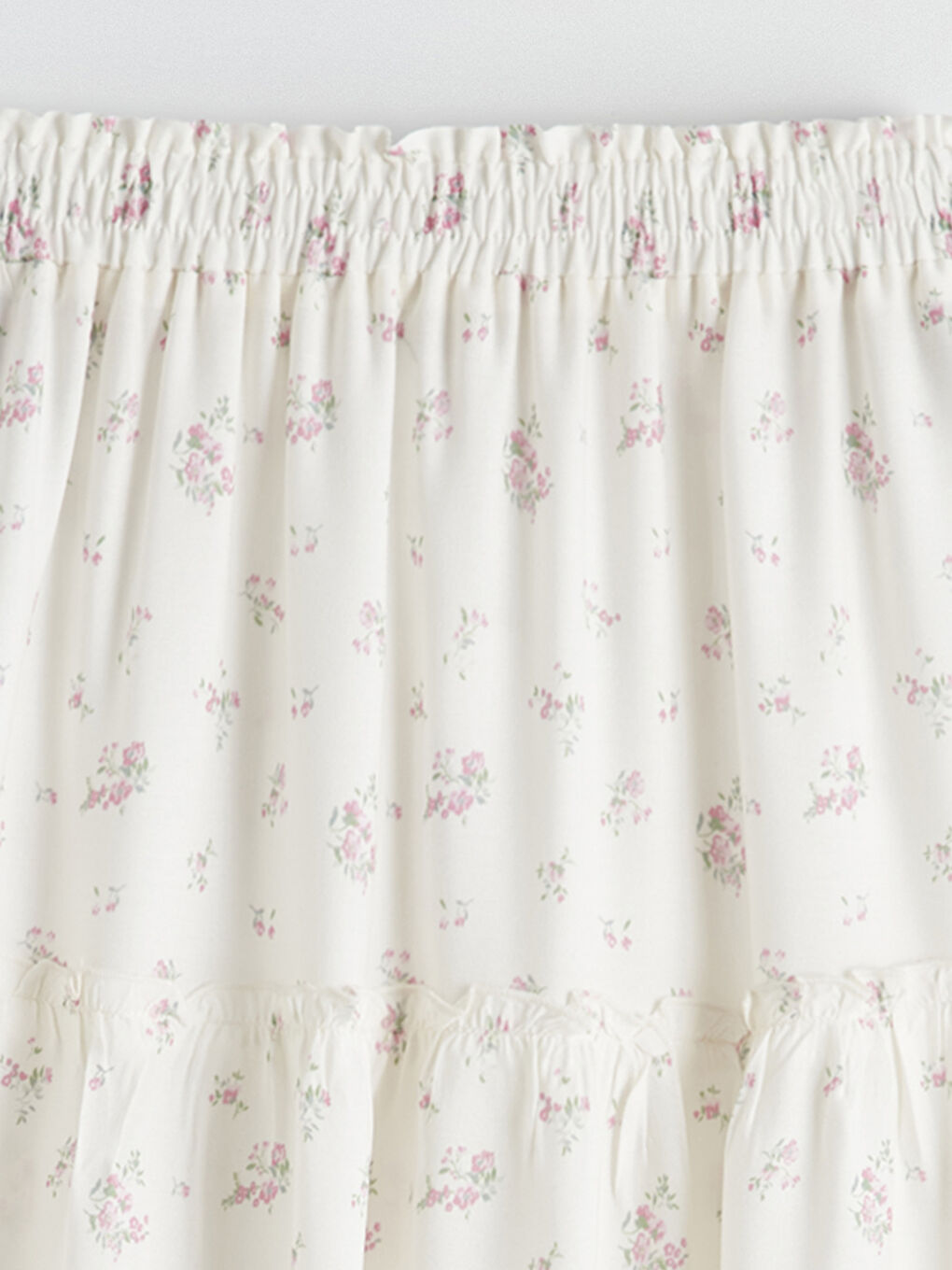 Pembe Fırfırlı Çiçek Desenli Kız Çocuk Etek-1