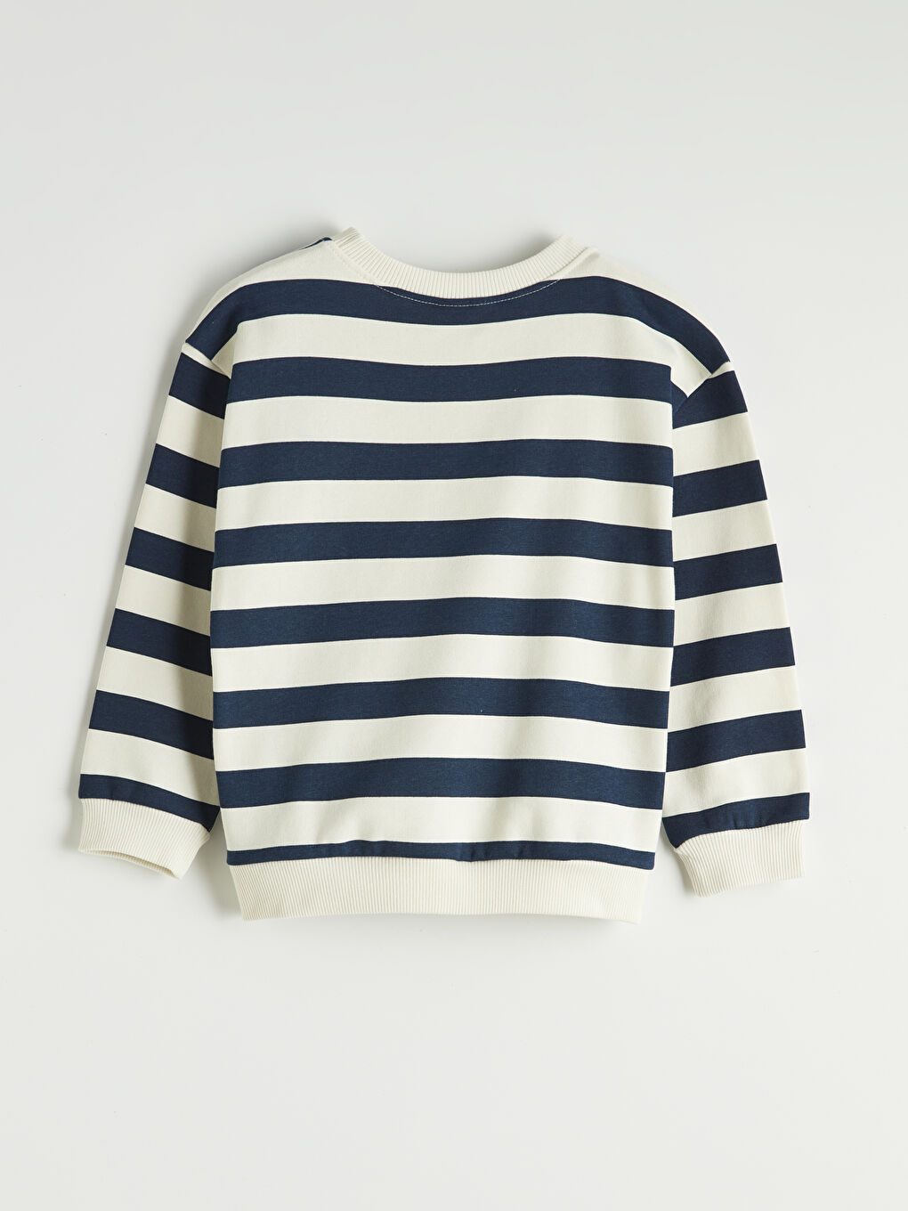 Gri Bisiklet Yaka Çizgili Erkek Çocuk Kalın Sweatshirt-1