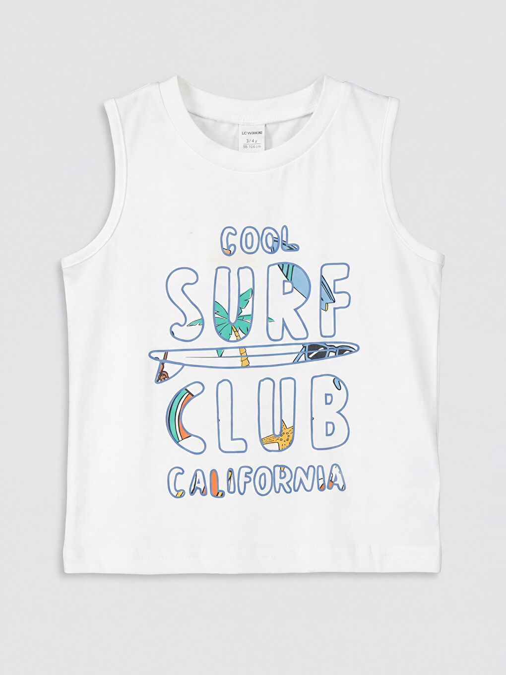 Beyaz California Baskılı Erkek Çocuk Atlet ve Deniz Şortu-1