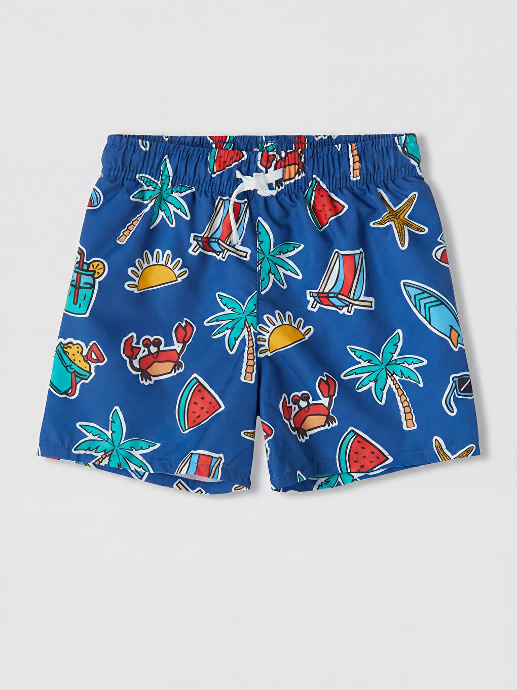 Beyaz California Baskılı Erkek Çocuk Atlet ve Deniz Şortu-3